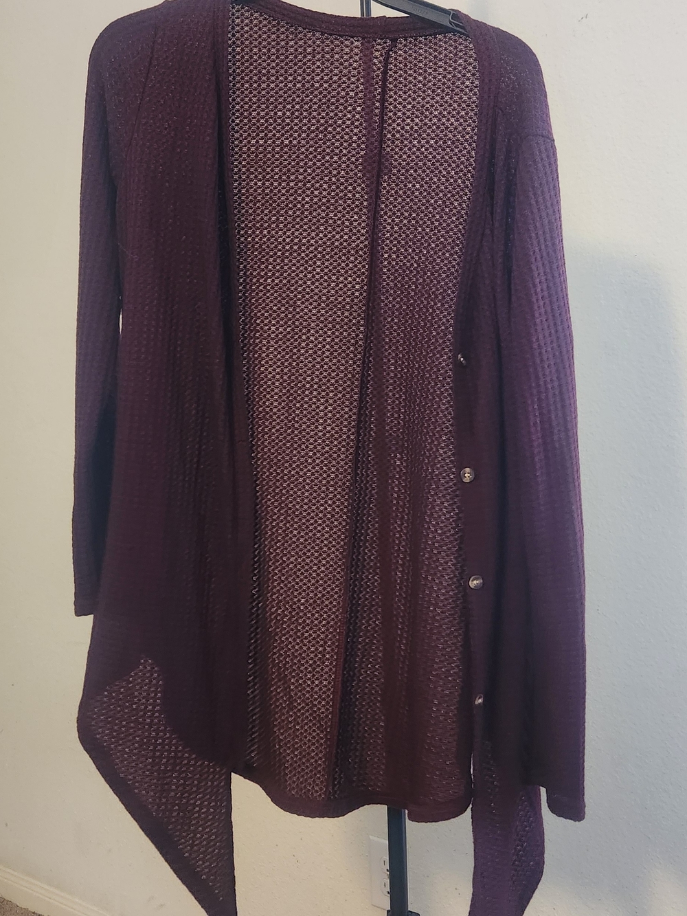 Open-Front Lightweight Knit Cardigan - Plum